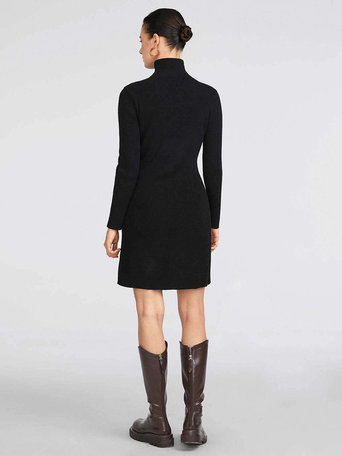 Mock-Neck Knit Bodycon Dress