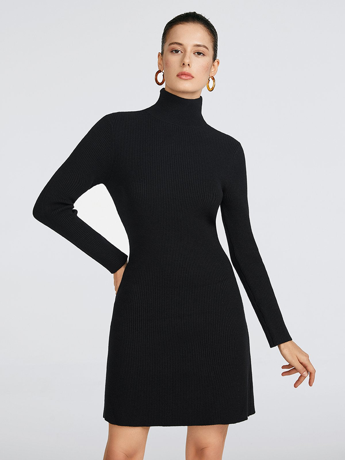 Mock-Neck Knit Bodycon Dress